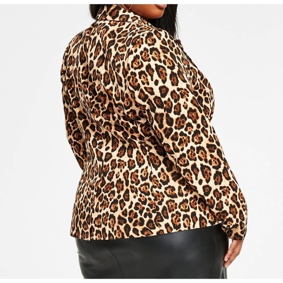Nina Parker PRINTED BLAZER COLOR: Cheetah Brown SIZE: 2X NWT - Picture 3 of 11